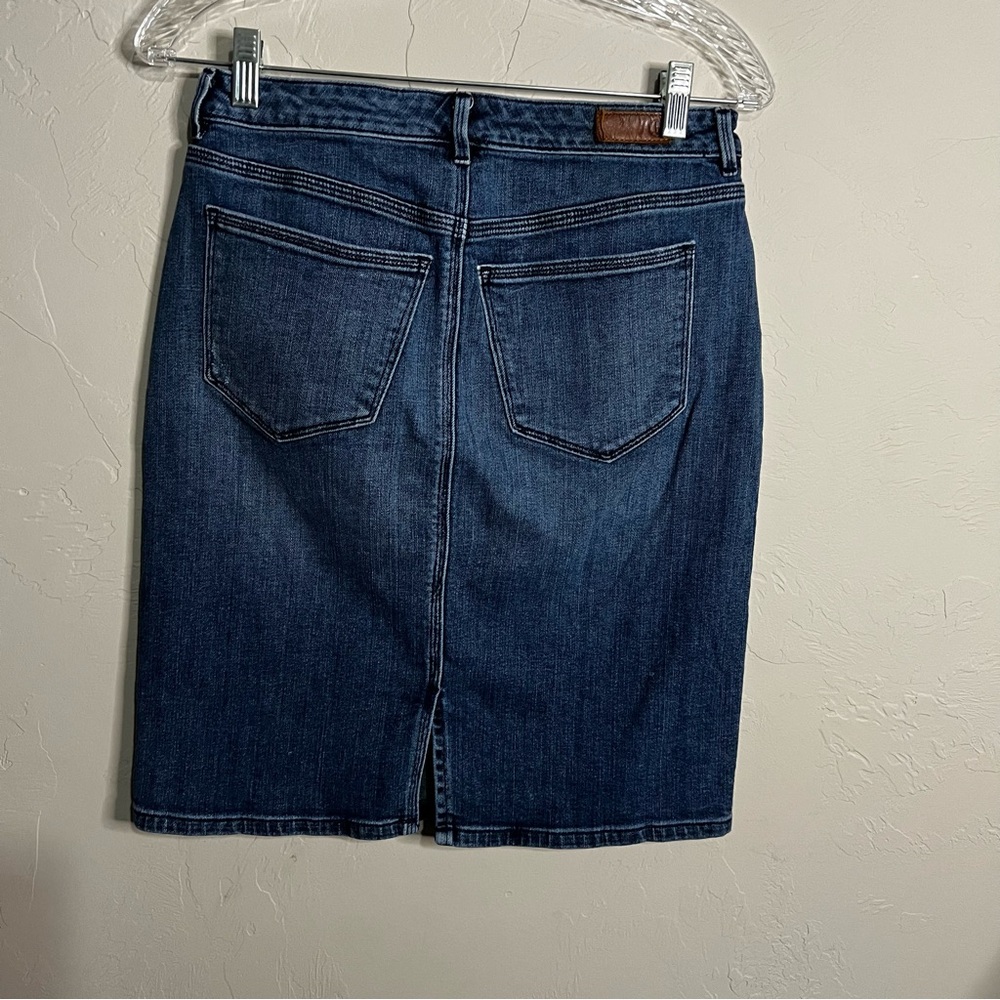 Lands'‎ End Denim Blue Pencil Skirt Classic Stretch Knee Length Casual Preppy - Picture 8 of 11